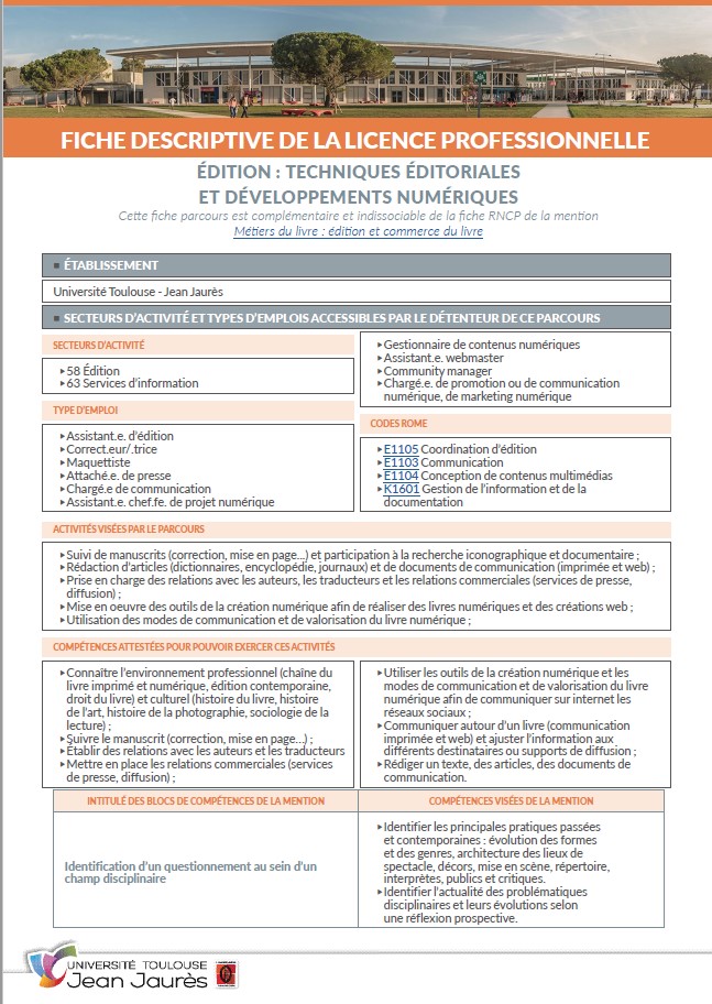 Image Fiche descriptive LP Édition Techniques éditoriales