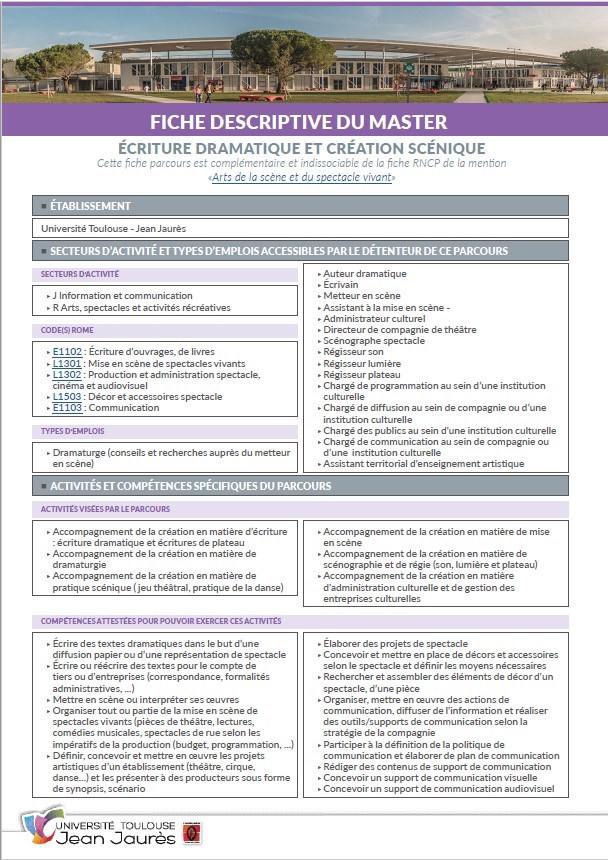 Image Fiche descriptive Master Écriture dramatique et création scénique