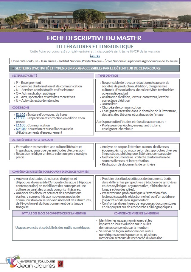 Image fiche descriptive Master Littératures et linguistique