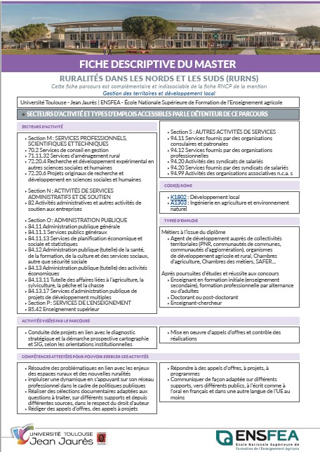 Image  Fiche descriptive Master Ruralités dans les Nords et les Suds