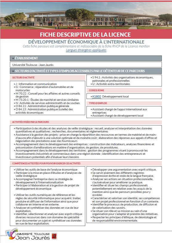 Vignette Fiche descriptive Licence Développement économique à l'international